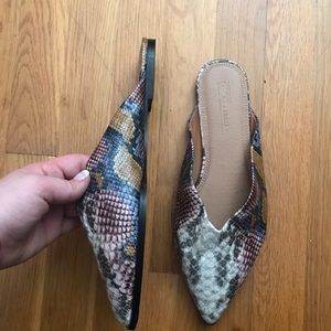 ASOS DESIGN Snakeskin Square Point Toe Mule Flats 8